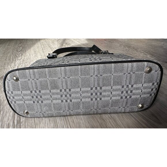 Burberry  Gray Nova Check Satchel/ Tote with Black Leather Buckled Handles - Picture 10 of 16